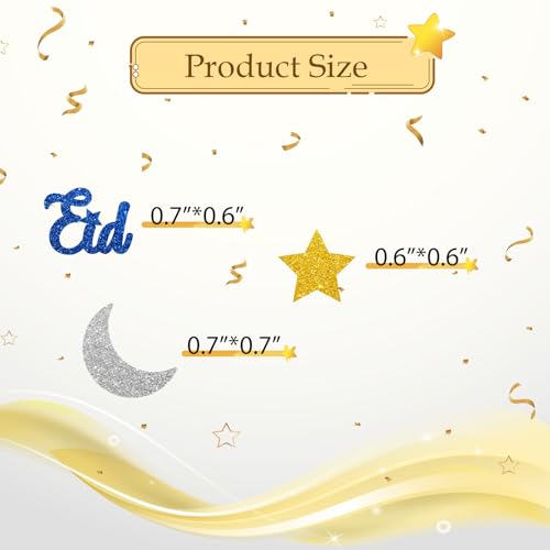 100pcs Eid Mubarak Confetti, Gold Glitter Ramadan Kareem Table Confetti for Muslim Islamic Party, Eid Paper Cut Outs, Holiday Festival Birthday Party Table Decoration - style: Eid-Blue