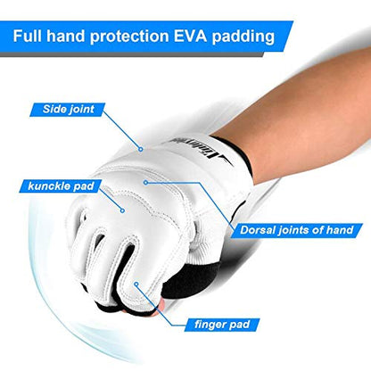 Xinluying MMA Gloves, 8mm EVA Padding, Adjustable Wrist Strap, Women & Kids | Abrasion-Resistant, for Punch Bag, Boxing, Taekwondo, Karate, Martial Arts, Sparring, Heavy Bag Training - color: White, size: Medium