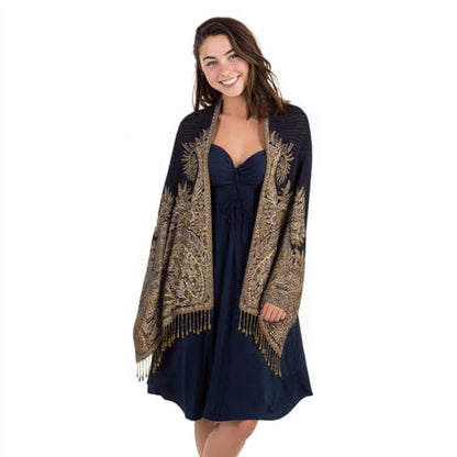TUSHUSTY Pashmina Feel Rave Shawl Wrap for Women Men Hijab Scarf - color: Black