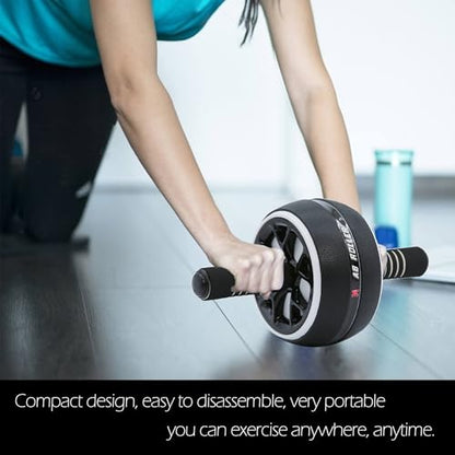 AB Wheel Roller, Exercise Abdominal Wheel Fitness for Gym & Home, Work-out Strength-Training Equipment with Knee Pad - color: Black