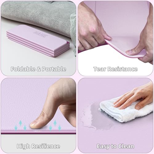 HAHE 7-Fold Design Extra Thick Yoga Mat 72"L x 24"W x 0.47",TPE Fitness Exercise Mats, Non-Slip Foldable Yoga Mat, High Density, Portable for Men & Women, Yoga, Pilates, Home Gym - color: Deep Pink & Light Pink