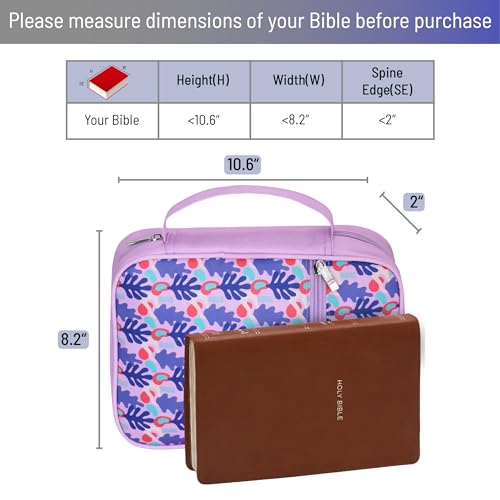 Mr. Pen- Bible Cover Case | Carrying Book Case with Durable Handle and Zippered Pocket, Bible Protective Church Bag for Men & Women, Christian Gifts - color: Petal Harmony