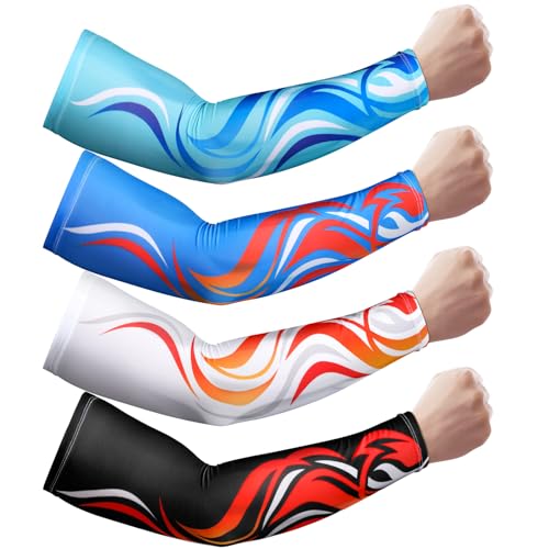 JenPen 4 Pair Arm Sleeves for Men, Cooling Sun Sleeve - color: Cool Colors, size: Medium