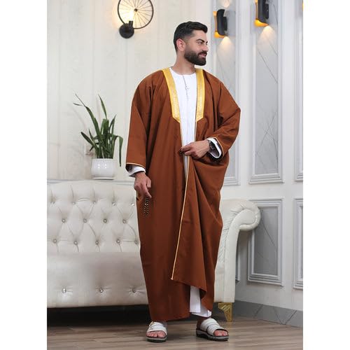 Men's Abaya (Bisht) Long Sleeves | Amazing Men's Islamic Arabian Cloak - color: Coffee