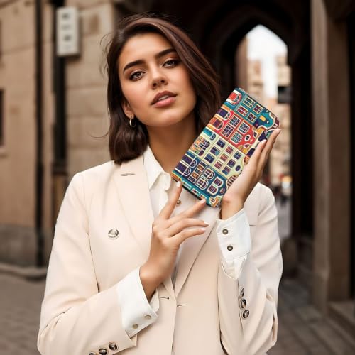 Amsterdam Street View PU Leather Long Wallet for Women Men, Zipper Clutch Wallet RFID Card Holder Organizer - color: Amsterdam Street View
