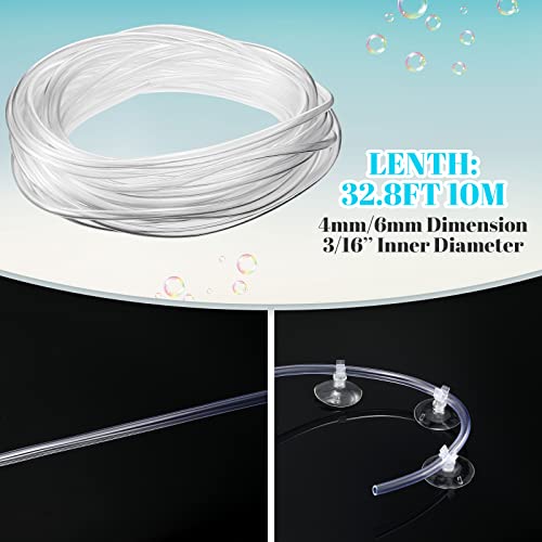 Boao 12 Pcs 32.8 ft Aquarium Co2 Proof Tubing Clear Airline Tubing Co2 Hose 5/16 Inch Suction Cups Aquarium Air Pump Accessories for Fish Tank