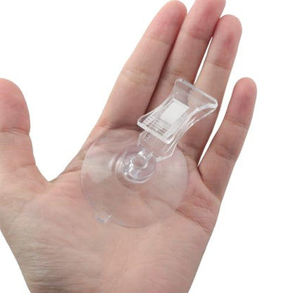 5PCS Sucker Type Fish Feeding Clip 1.78 Inch Diameter Multi Functional Transparent Plastic Sucker Clip for Fish Feeding in Aquariums Aquatic Plant and Algae Fixing Advertising Display