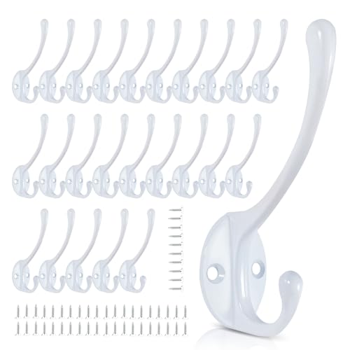 Wall Hooks for Hanging, 25-Pack Heavy Duty Metal Coat Hooks, for Living Room, Bathroom, Kitchen, Bedroom for Towel, Hat, Key, Closet, Bag (White) - color: 25pack-White