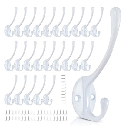 Wall Hooks for Hanging, 25-Pack Heavy Duty Metal Coat Hooks, for Living Room, Bathroom, Kitchen, Bedroom for Towel, Hat, Key, Closet, Bag (White) - color: 25pack-White