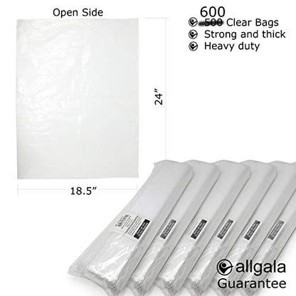 Allgala Heavy Duty PE Thick 3mil Open-End Plastic Packaging Bags/Clear - 18x24-600 Bag - size: 18x24*600 Bag