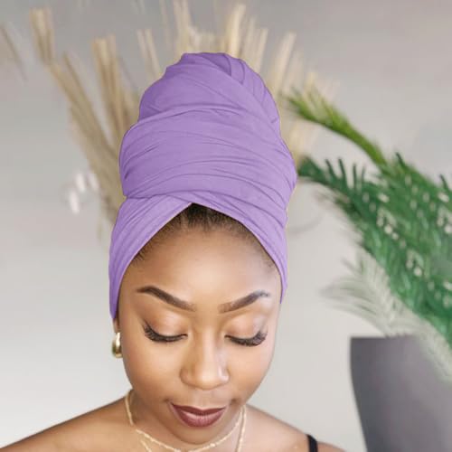 Hijab Scarf for Women Soft Muslim Hijabs Head Wrap Scarves Fashion Long Hair Shawls Stretchy Muslin Headscarf - color: Light Purple Hijab Scarf for Women