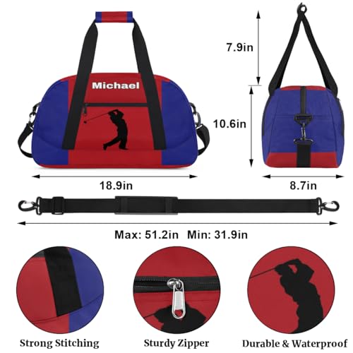 Custom Name Sports Duffel Bag Training Bag, Golf Silhouette | Personalized Named Practice Travel Overnight Training Bag - color: Color 11