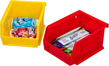 Akro-Mils 30210 AkroBins Plastic Storage Bins, 5"x4"x3", Red, 24-Pack | Space-Saving Stackable Bins for Garage, Pantry, Craft Organization - color: Red