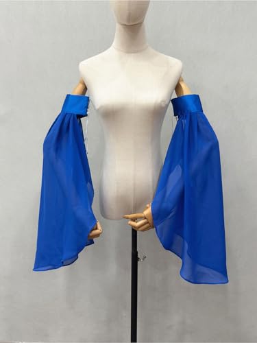 Detachable Sleeves for Wedding Dresses Chiffon Bell Sleeve Arm Covers Victorian Gothic Bridal Gown Accessories - color: Royal Blue