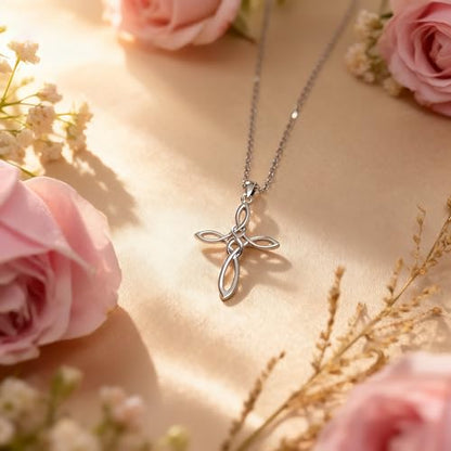 Dainty Silver Necklace for Women - Ankh Jesus Horse Celtic Cross Necklace for Women, Dainty Charm Spider Christian Gifts for Friends Sister Mom, Birthday, Christmas, Mother's Day, Graduation Gifts - style: Celtic Cross