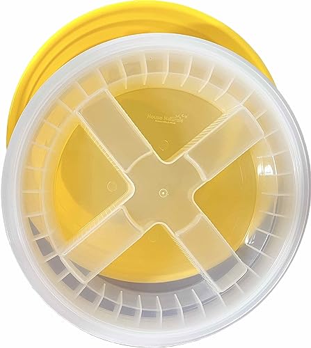 5 Gallon Food Grade Plastic Bucket with Air Tight Screw on Lid Made in USA Container (Yellow Bucket with Clear lid) - color: Yellow Bucket With Clear Lid