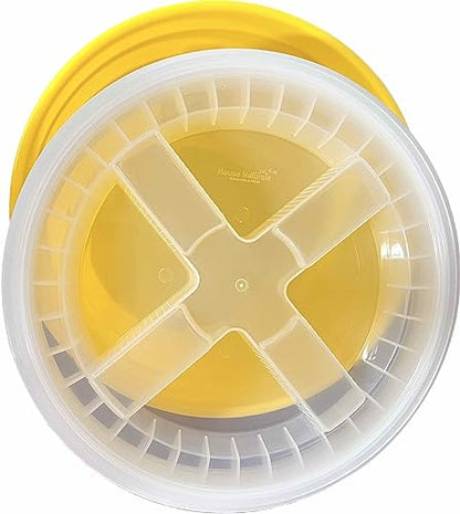 5 Gallon Food Grade Plastic Bucket with Air Tight Screw on Lid Made in USA Container (Yellow Bucket with Clear lid) - color: Yellow Bucket With Clear Lid