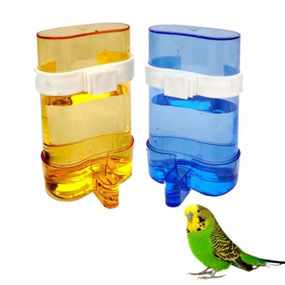 Parakeet Water Dispenser Parrot Water Feeder Bird Seed Container for Cage Cockatiel Cage Accessories Automatic Feeding for Budgies Finch Small Birds 2pcs - color: Coloured