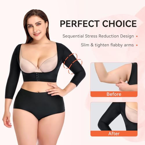 woahee Women's Arm Shaper Plus Size Arm Faja Compression Sleeve Garment Post Surgical Arm Shapewear - color: Multicolor, size: XX-Large