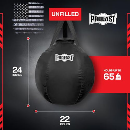 Wrecking Ball Heavy Punching Bag for Adults, Hook and Uppercut, Body Snatcher, Boxing, MMA, Muay Thai, 65 lbs, Classic - color: Black / Black, style: Unfilled