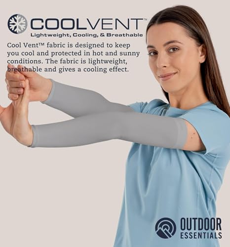 OutdoorEssentials UV Sun Sleeves for Men & Women, Cooling Arm Sleeves UPF 50+ | Golf, Tattoo Cover Up, Sun Protection - color: (2 Pairs): 1 Dark Gray, 1 Light Gray