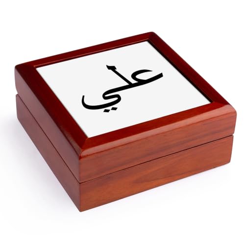 3dRose Name Ali in Arabic Letters Jewelry Box 7 x 7 inch with 4 inch tile