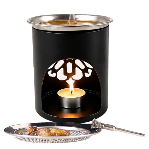 2 in 1-Metal Essential Oil Burner,Bakhoor Burner,for Diffuser Oils (D) - color: Shield