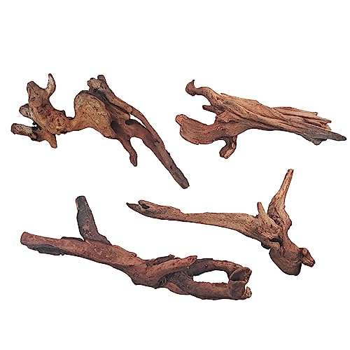 Natural Driftwood Decor for Aquarium Decorations Reptile Tank Accessories, Assorted Wood Branches Decorations on Reptile Fish Tank 2-10" 2 Pcs/4 Pcs/ 5 Pcs/ 6 Pcs (Pack of 4 (5. to 8 Inch)) - color: Pack of 4 (5. to 8 Inch)