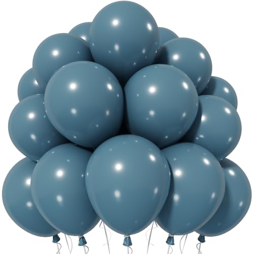 Jobkoo Slate Blue Balloons 12 Inch, Dusty Dark Teal Blue Latex Balloon - color: 02-blue-04
