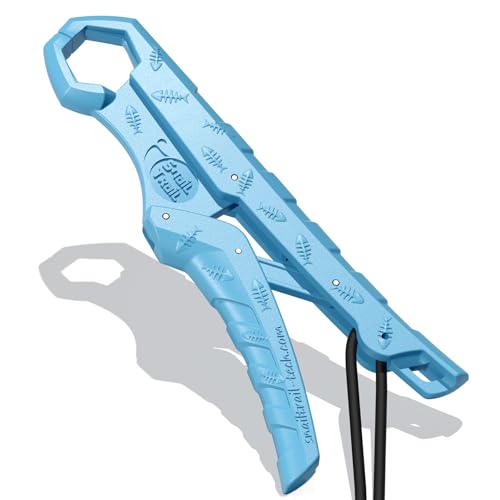 7.5'' Floating Fish Gripper, Fishing Grabber | Catfish Mouth Pliers, Caught Bass Holder, Fish Scale Hook Clamp, Saltwater Lip Grip Tool with Lanyard, Gifts for Men - color: Blue