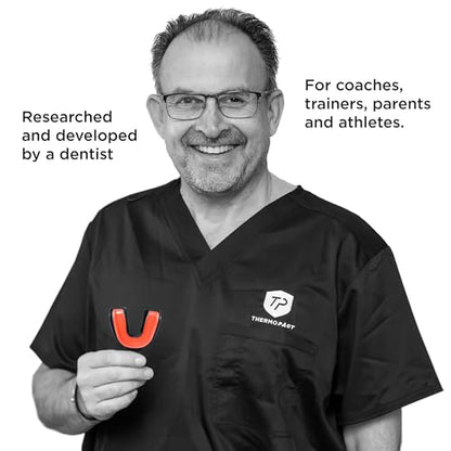 MouthShield Sports Mouth Guard - Detects Overheating with Color Change Tech - Ultimate Impact Protection with D3O® - Football Hockey Lacrosse & Combat - Dentist Designed - Made in the USA - size: Adult (Strap)