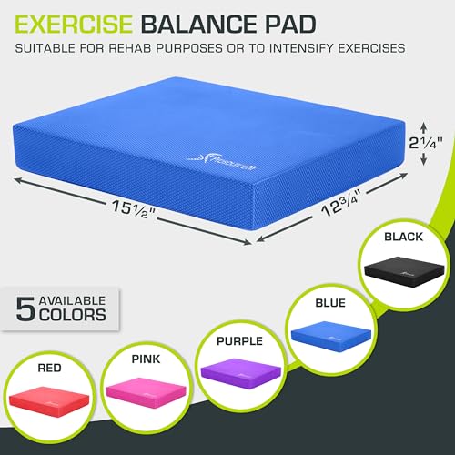 ProsourceFit Exercise Balance Pad, Non-Slip Cushioned Foam Mat & Knee Pad for Fitness and Stability Training, Yoga, Physical Therapy - color: Blue, size: L - (15.5" x 12.75")