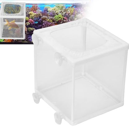 Aquarium Breeder Box with Suction Cups Partition Design Detachable Isolation Hatchery for Fish Fry Tank Breeding Plastic Mesh (S) - size: S