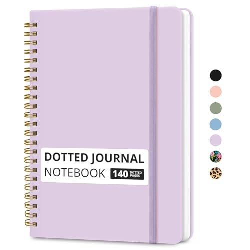 Taja Dotted Spiral Journal Notebook for Women & Men, 140 Pages, Dotted Notebook for Journaling & Note Taking, Journals for Writing, A5(5.7" x 7.9") – Purple - color: E.Purple, style: b-Dotted