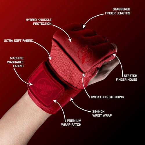 Hayabusa Deluxe Quick Wraps for Men and Women - Boxing & Martial Arts Hand Wraps - color: Red, size: Small