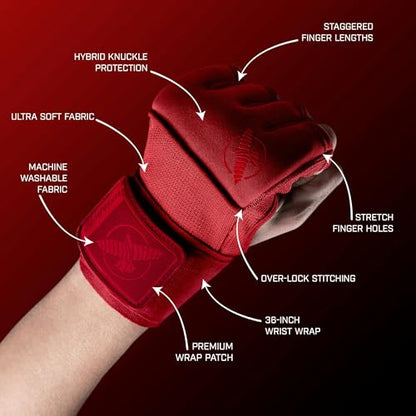 Hayabusa Deluxe Quick Wraps for Men and Women - Boxing & Martial Arts Hand Wraps - color: Red, size: X-Large