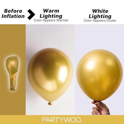 PartyWoo 골드 풍선 128피스 다양한 사이즈 45.7cm(18인치), 30.5cm(12인치), 25.4cm(10인치), 12.7cm(5인치) 골드 풍선 아치 키트 가랜드, 생일, 결혼 기념일, 베이비 샤워, 졸업 은퇴 카지노 파티 장식, 골드-G101 - color: Gold-g101