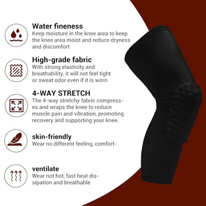 PISIQI Knee Pads Compression Pads Long Leg Sleeve Collision Avoidance Brace Protection Knee Sleeve for Basketball Football Volleyball Cycling (1 Pair) - color: Ni Cai Black, size: Small