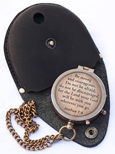 Engraved Brass Compass Gift for Him - Personalized Antique Vintage Keepsake - First Communion, Baptism, Religious Confirmation Missionary - Dad, Son - Anniversary, Graduation, Retirement, Birthday