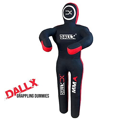 DALLX MMA Grappling Dummy BBJ Wrestling Brazilian Jiu Jitsu Punching Bag Judo Karate Throwing Boxing Fighting Dummy Self Defense Standing Position – UNFILLED - color: Black Red, size: 5 FT