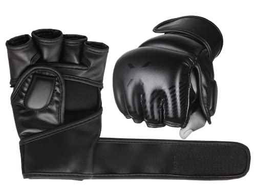 MMA Gloves - Men & Women Training Wristwrap Gloves for Boxing, Fighting, Kickboxing, Taekwondo, Karate Sparring - color: Full Black