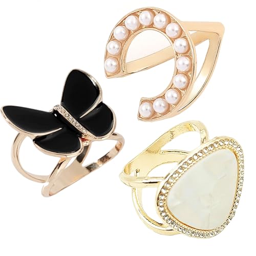 Scarf Rings Buckle And Slides For Women Scarves Pin Tshirt Ties Clip For The Side 3CP - color: C pearl silk scarf buckle