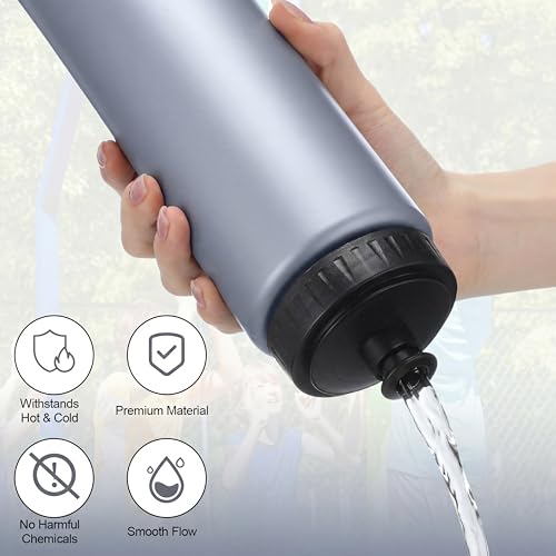 LemonRoad 12 Pack Squeeze Water Bottles Reusable 20 oz Plastic Sports Water Bottle with Pull Top Lid, Bike Cycling Gym Sport, Dishwasher Safe (Grey) - color: Grey