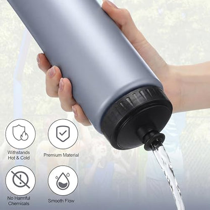 LemonRoad 12 Pack Squeeze Water Bottles Reusable 20 oz Plastic Sports Water Bottle with Pull Top Lid, Bike Cycling Gym Sport, Dishwasher Safe (Grey) - color: Grey