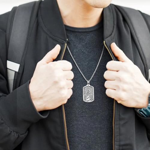 Western Catus/Knights Templar/St Michael/Santa Muerte/Praying Hand/Spartan/Virgin Mary/Tetragrammaton/Wrestlers/Allah Necklace Sterling Silver Dog Tag Necklace Christian Jewelry Gifts for Men - style: Virgin Mary