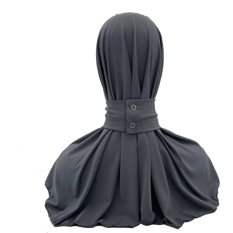 Suillty Fashion Muslim Hijab for Women Instant Snap Fastener Hijab Inner Cap Full Cover Head Wraps Scarf Islam Turban Caps - color: Grey