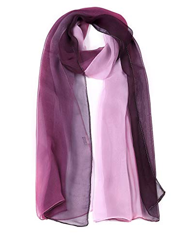 uxcell Women'sChiffon Sheer Long Scarf Silky Gradient Party - color: Purple
