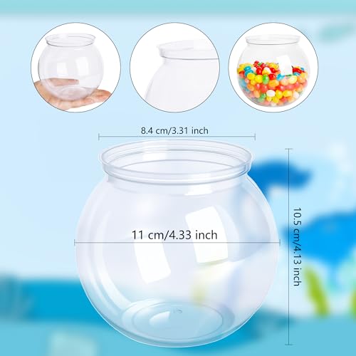 8 Pcs Plastic Fish Bowl 26 oz Round Clear Fishbowl Fish Tank Unbreakable Vases Bowls Transparent Aquarium for Candy Goldfish Home Decoration Table Centerpieces