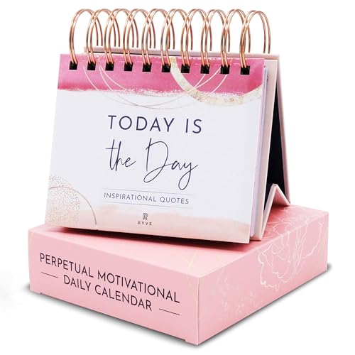 Pink Motivational Calendar Daily Flip, 366 Quotes, Office Decor for Women - color: Pink - Motivational