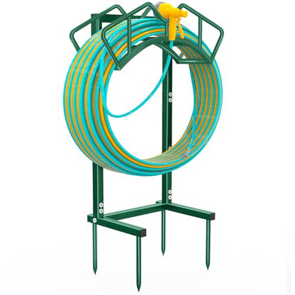 Qatsrin Super Stable Garden Hose Holder, Water Hose Reel holds 160ft, Green | Freestanding Water Hose Storage Hanger，Detachable Hose Stand Box for Outside Yard Lawn Farm - color: Green